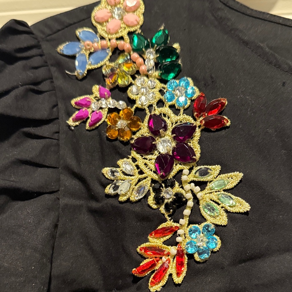 H&M Black Blouse with Floral Embroidery - Picture 2 of 5